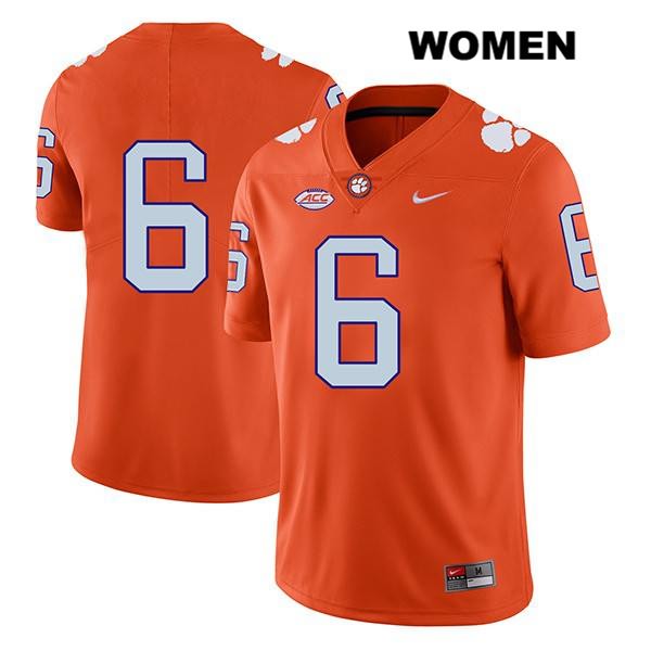 Women's Clemson Tigers #6 Mike Jones Jr. Stitched Orange Legend Authentic Nike No Name NCAA College Football Jersey PGG6646ZG